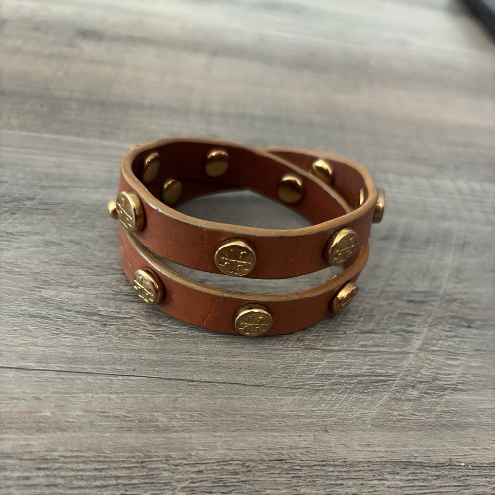Tory Burch Tan Leather Studded Bracelet